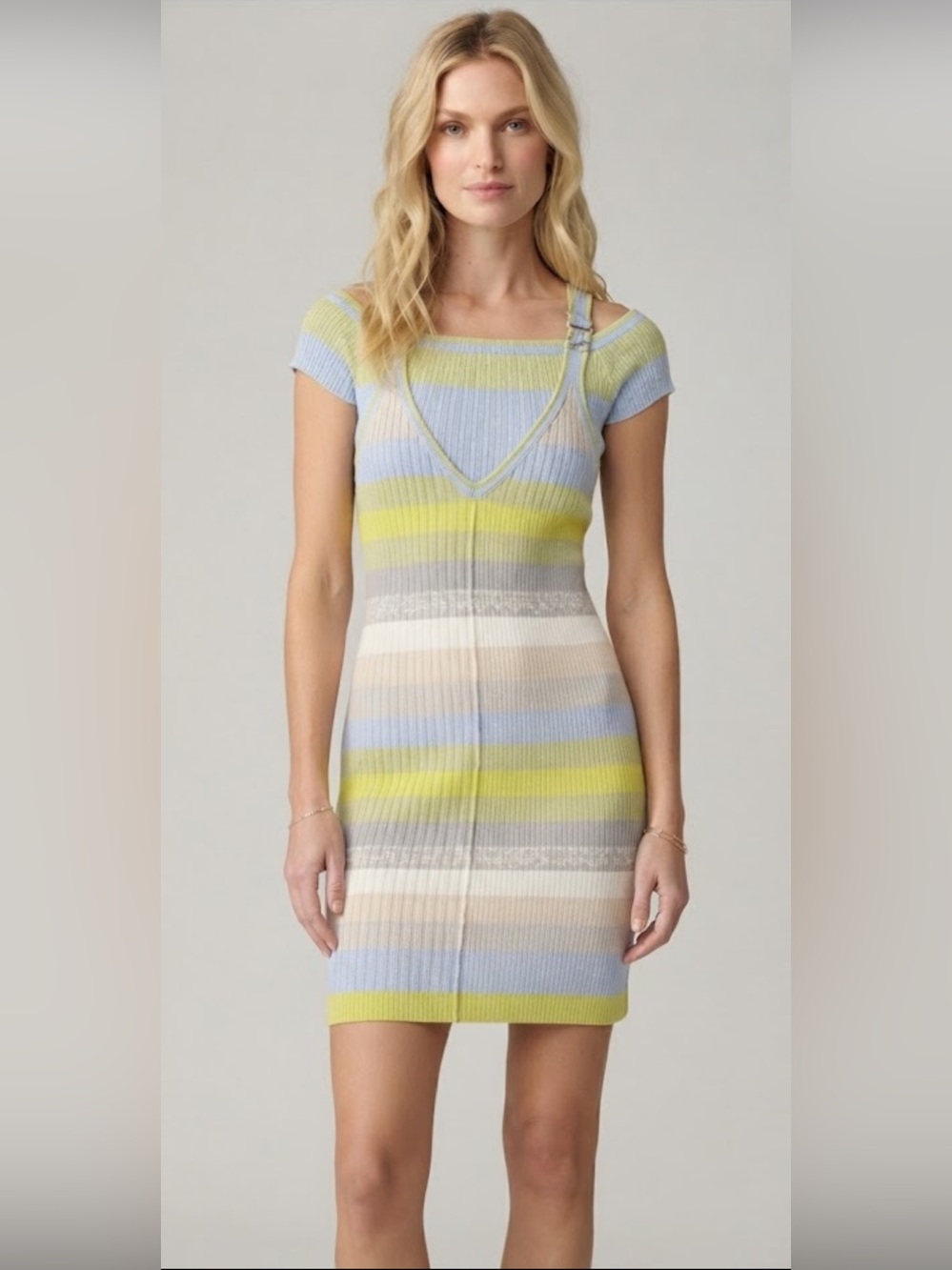 NEW ANTHROPOLOGIE 2 PC. DAILY PRACTICE Striped Ribbed Knit Mini DRESS & TOP, M